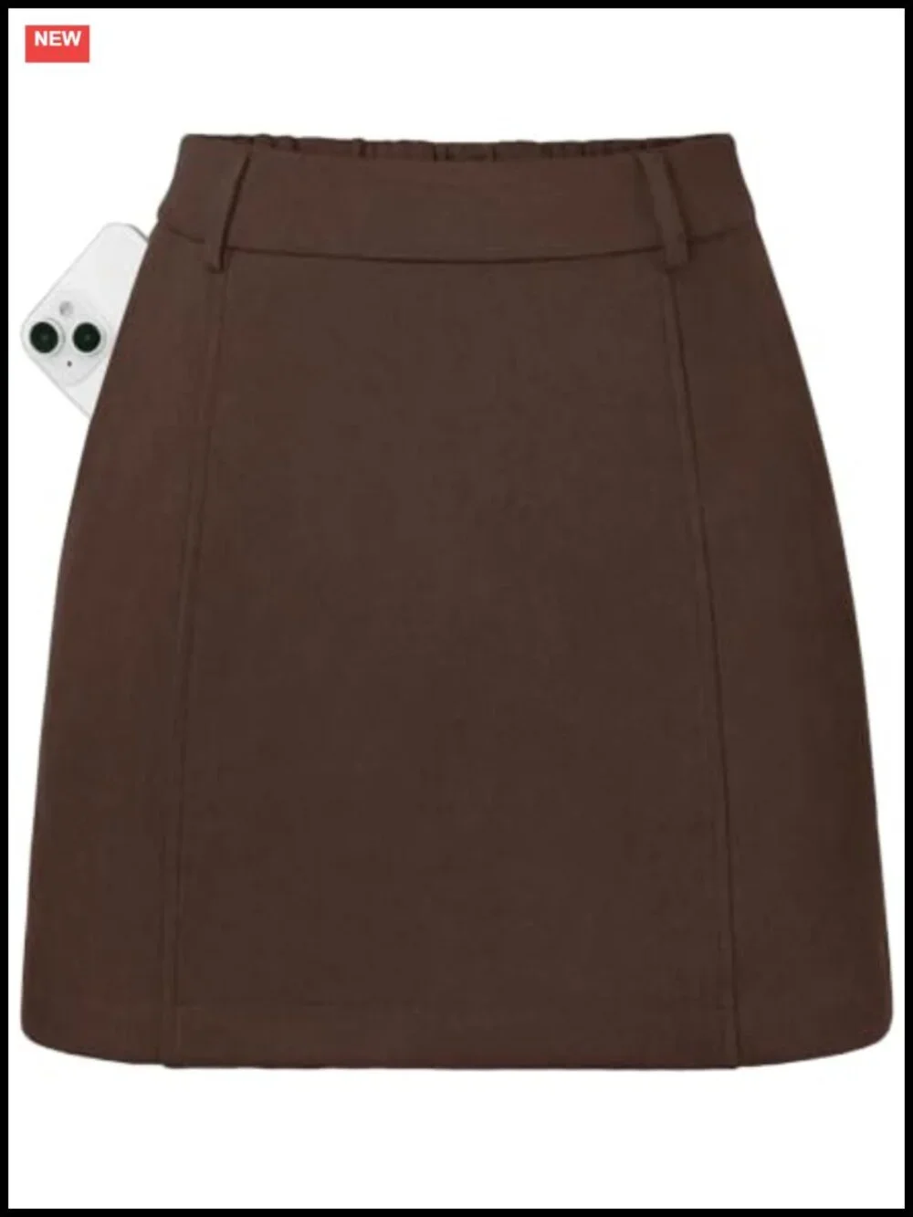 Faux Suede High Waisted A-Line Skort with Pockets | Anti-Exposure Built-in